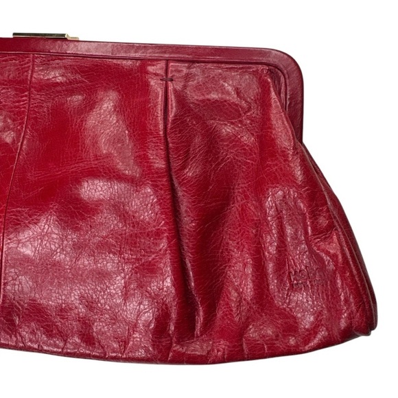 Vintage Hobo International Ruby Red Leather Convertible Long Clutch - Picture 4 of 16